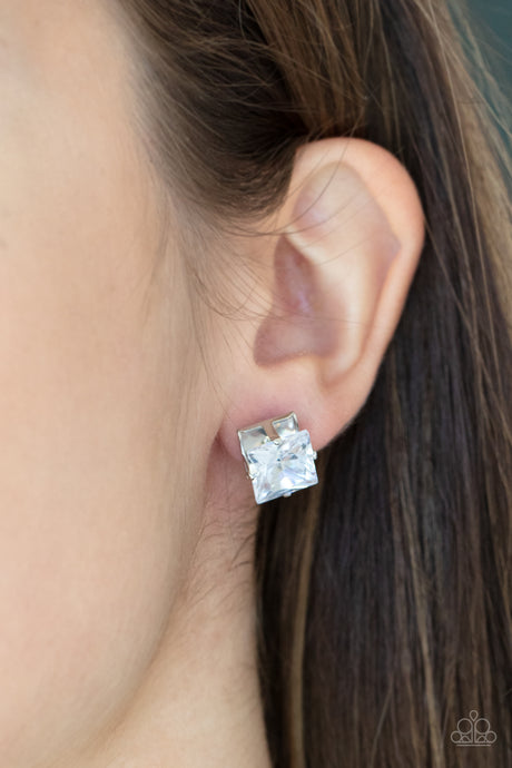 Paparazzi ~ Times Square Timeless ~ White Post Earrings