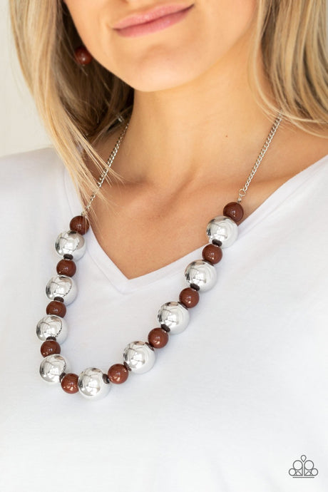 Paparazzi - Top Pop - Brown  Bead Necklace - Klassy Jewelz Boutique