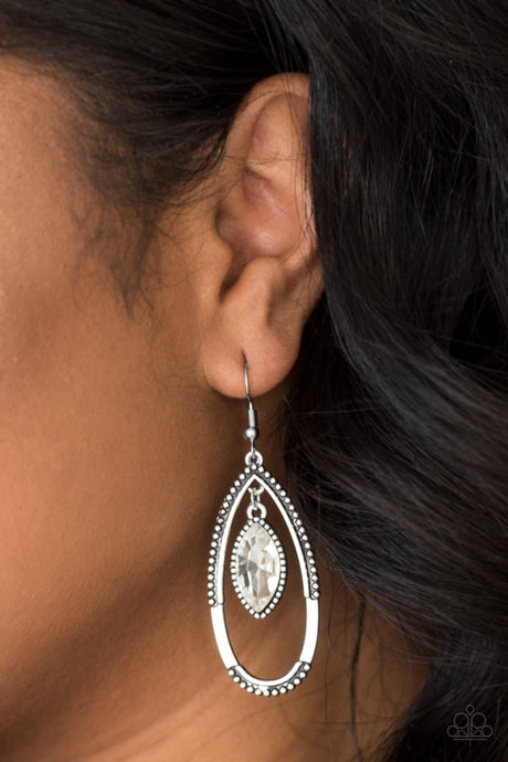 Paparazzi ~ Top Rank ~ White Earrings