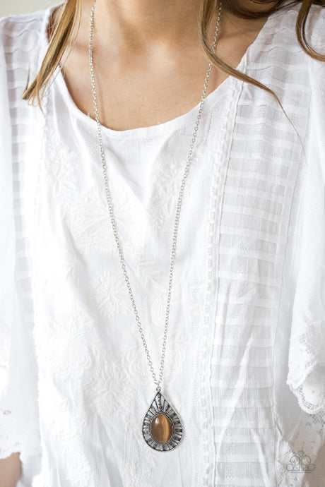 Paparazzi ~ Total Tranquility ~ Brown Moonstone Pendant Necklace Set