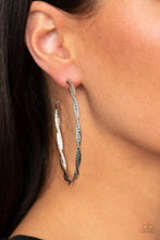 Load image into Gallery viewer, Paparazzi ~ Totally Throttled ~ Silver Hoop Earrings