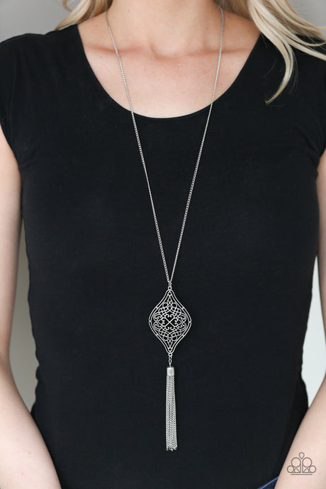 Paparazzi ~ Totally Worth The TASSEL ~ Silver Necklace Set