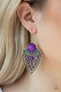 Paparazzi - Tribal Territory - Purple Earrings - Klassy Jewelz Boutique