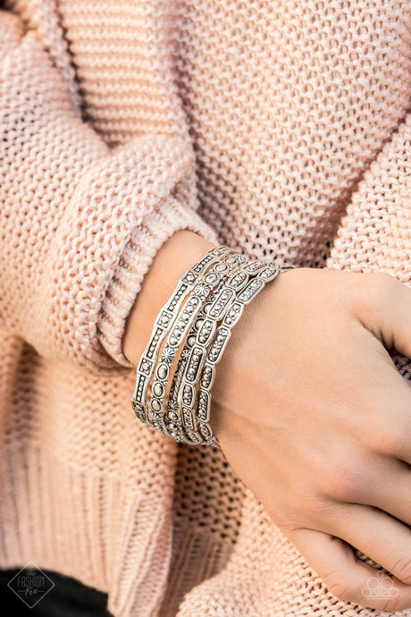 Paparazzi ~ Tribal Tycoon ~ Silver Bangle Bracelets (Fashion Fix Exclusive)