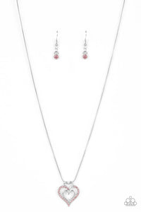Paparazzi ~ Triple the Beat ~ Pink Heart Pendant Necklace Set