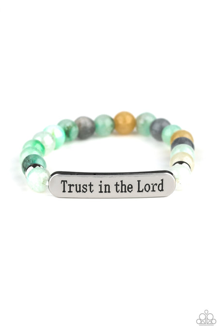 Paparazzi ~ Trust Always ~ Green Inspirational Urban Bracelet