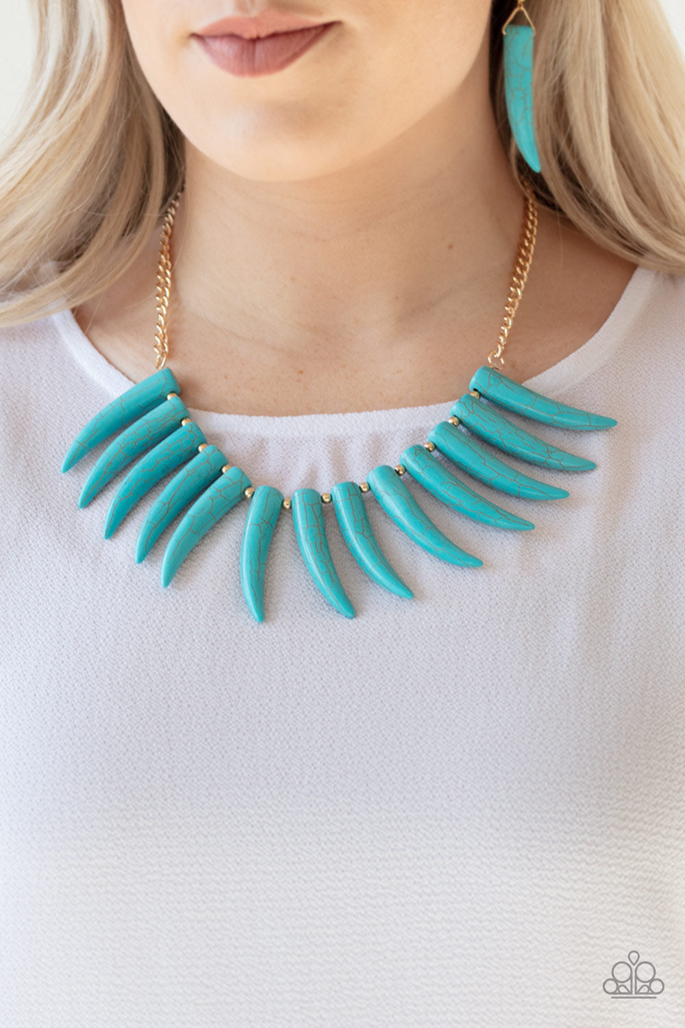Paparazzi ~ Tusk Tundra ~ Blue  Turquoise Necklace  Set (Life of the Party Exclusive)