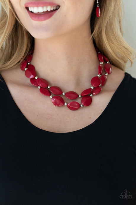 Paparazzi ~ Two-Story Stunner ~ Red Necklace Set