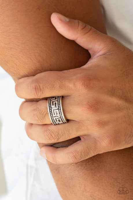 Paparazzi ~ Tycoon Tribe ~ Men's Silver Ring with Stretchy Band