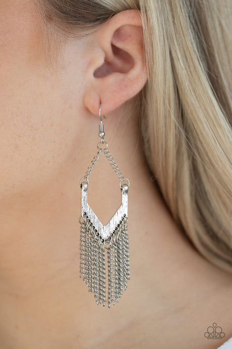 Paparazzi ~ Unchained Fashion ~ Silver Earrings