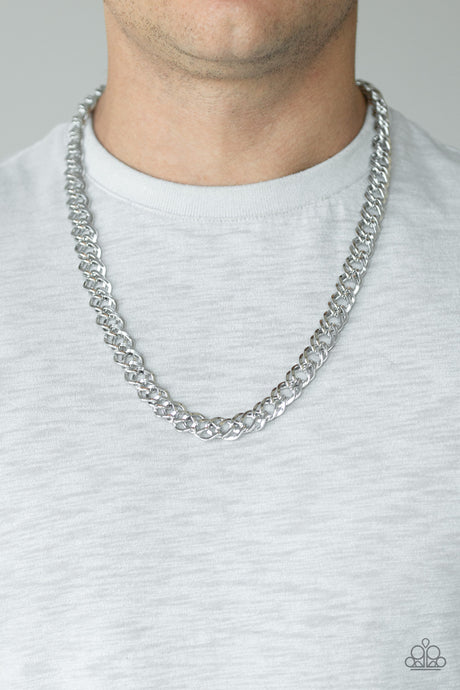 Paparazzi ~ Undefeated ~ Men's  Silver Urban Necklace  and Bracelet Set