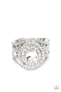 Paparazzi ~ Understated Drama ~ White Ring with Stretchy Band