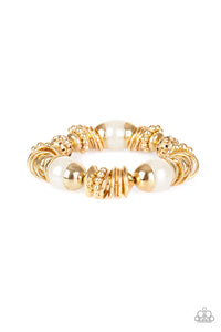 Paparazzi ~ Uptown Tease ~ Gold Bracelet with White Pearls