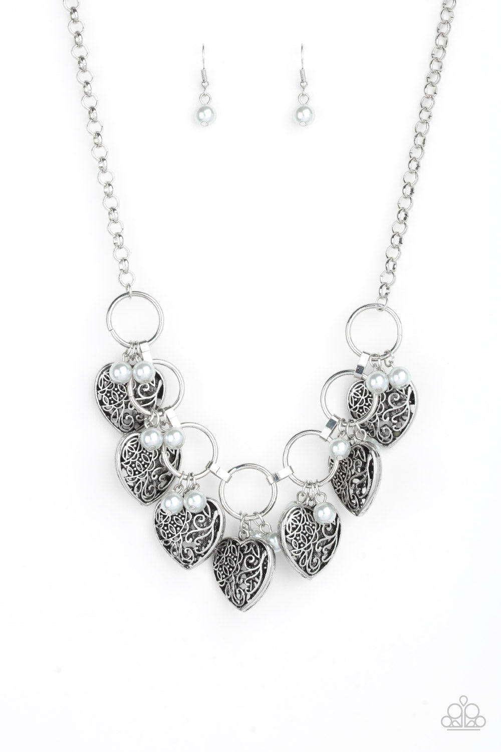 Paparazzi ~ Very Valentine ~ Silver Necklace Set