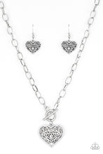 Load image into Gallery viewer, Paparazzi ~ Victorian Romance ~ Silver Heart Pendant Necklace Set