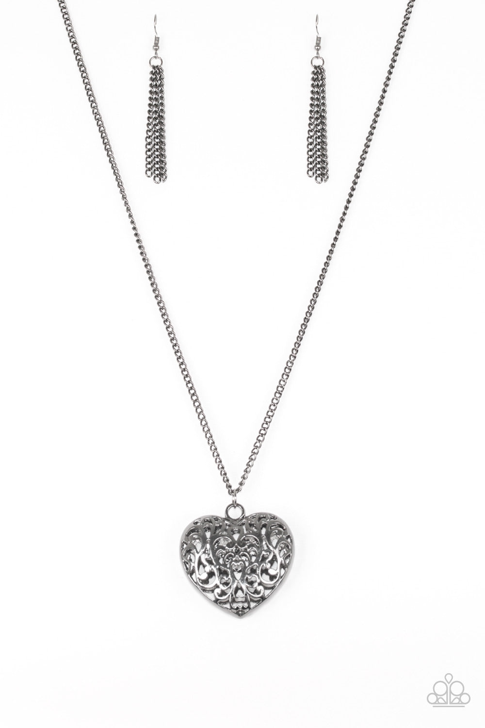 Paparazzi ~ Victorian Virtue ~ Black Gunmetal Necklace Set
