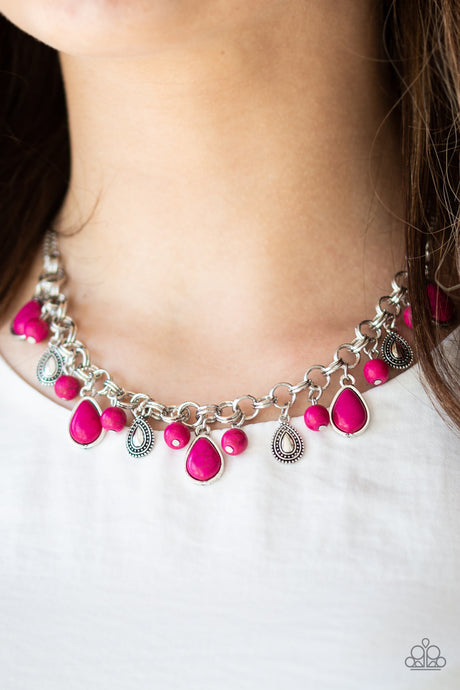 Paparazzi ~ Welcome To Bedrock ~ Pink Necklace Set