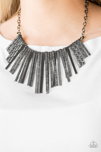 Paparazzi ~ Welcome To The Pack ~ Black Gunmetal Necklace Set