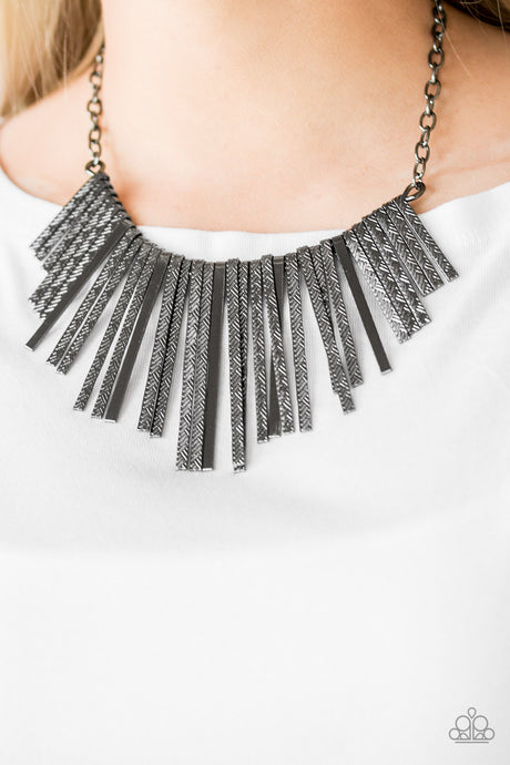 Paparazzi ~ Welcome To The Pack ~ Black Gunmetal Necklace Set