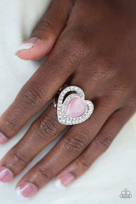 Paparazzi ~ What The Heart Wants ~ Pink Ring with Stretchy Band