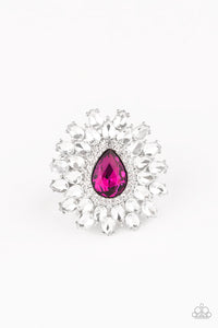Paparazzi ~ Who's Counting? ~ Pink Ring with stretchy band  (Life of the Party Exclusive)