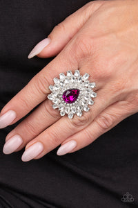 Paparazzi ~ Who's Counting? ~ Pink Ring with stretchy band  (Life of the Party Exclusive)