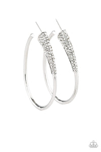 Paparazzi ~ Winter Ice ~ White Hoop Earrings (Life of the Party Exclusive)