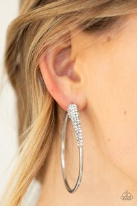 Paparazzi ~ Winter Ice ~ White Hoop Earrings (Life of the Party Exclusive)