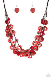 Paparazzi ~ Wonderfully Walla Walla ~ Red Wooden Bead Necklace Set