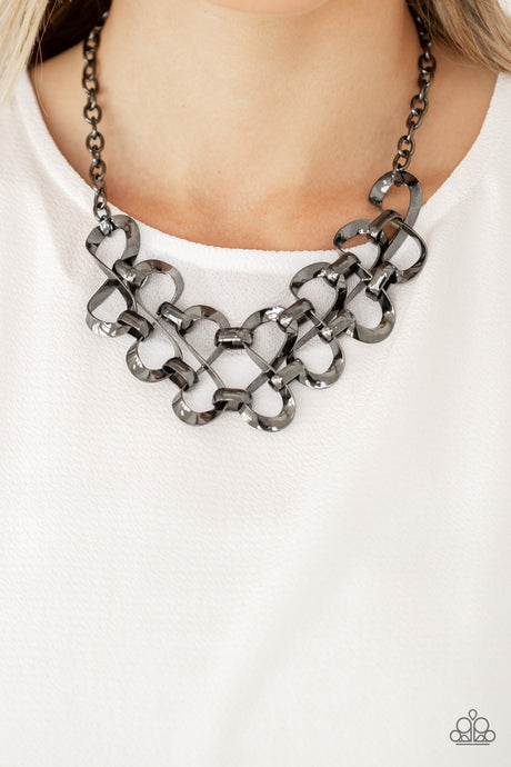 Paparazzi ~ Work, Play, and Slay ~ Black Gunmetal Necklace Set