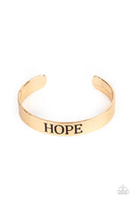Load image into Gallery viewer, Paparazzi ~ Hope Makes The World Go Round ~ Gold Inspirational Bracelet