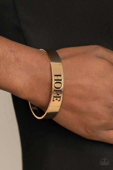 Paparazzi ~ Hope Makes The World Go Round ~ Gold Inspirational Bracelet