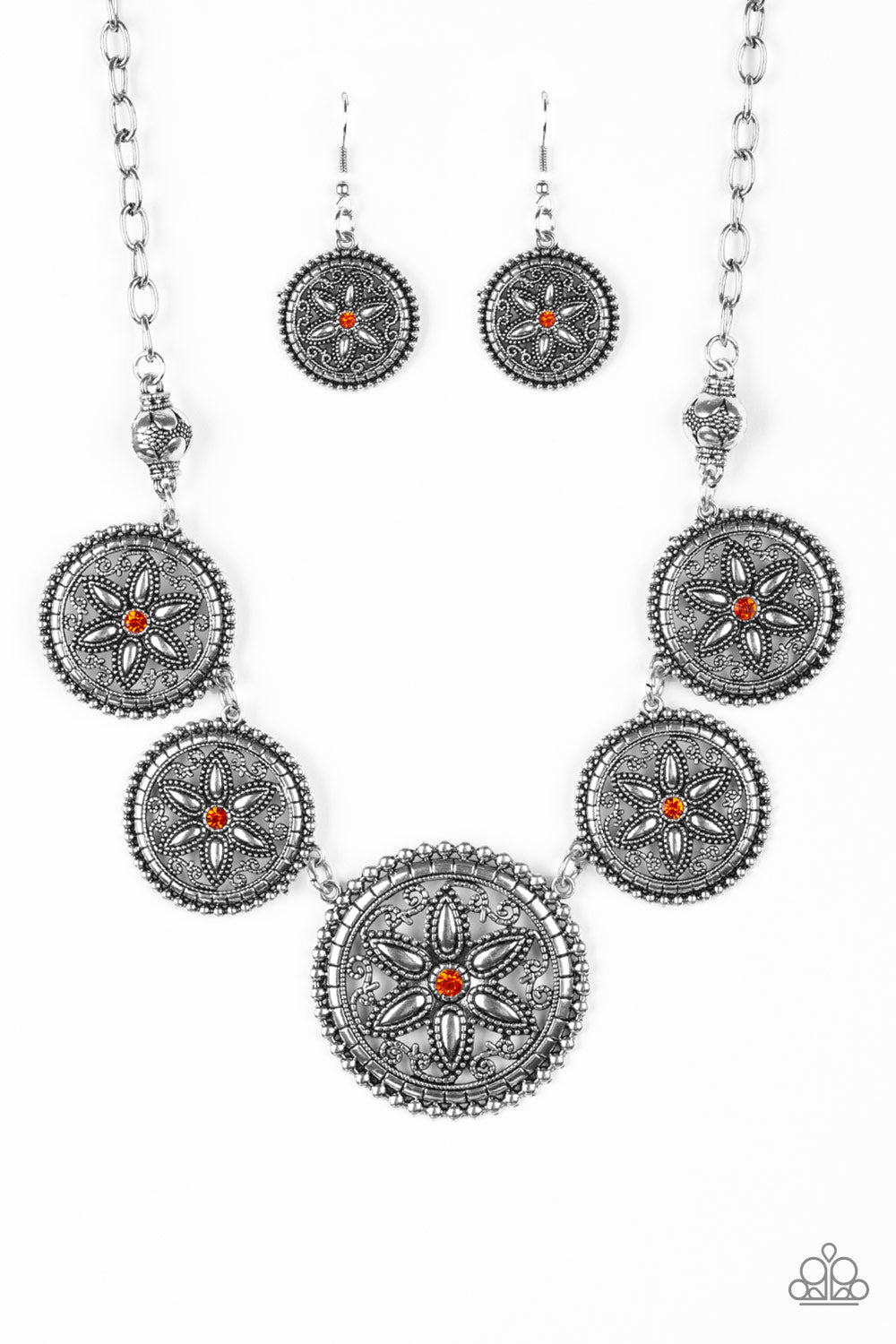 Paparazzi - Written In The STAR LILIES - Orange Necklace Set