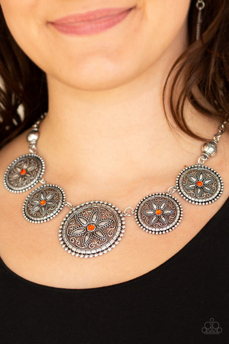 Paparazzi - Written In The STAR LILIES - Orange Necklace Set