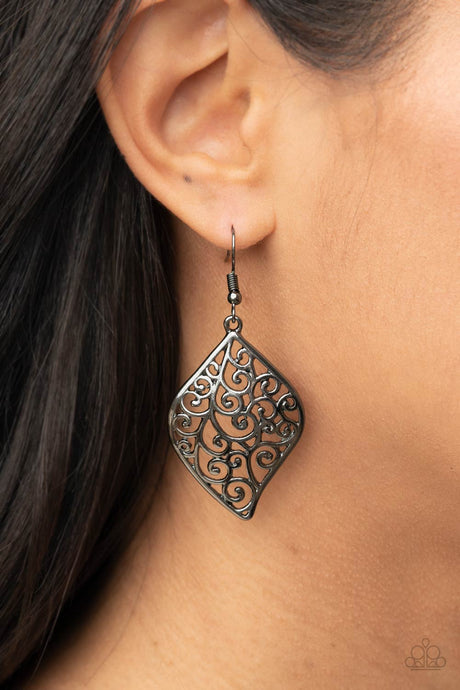 Paparazzi ~Your Vine Or Mine ~ Black  Gunmetal Earrings