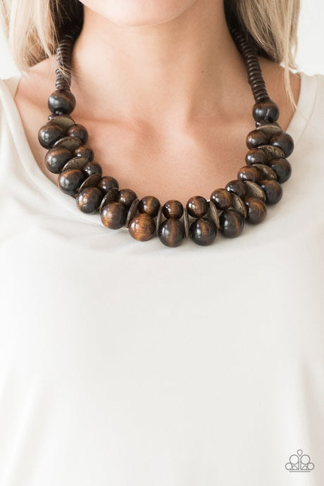 Paparazzi - Caribbean Cover Girl - Brown Wooden Bead Necklace - Klassy Jewelz Boutique