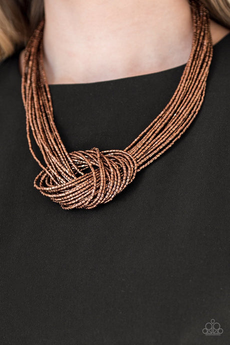 Paparazzi ~ Knotted Knockout ~ Copper Seed Bead Necklace Set - Klassy Jewelz Boutique