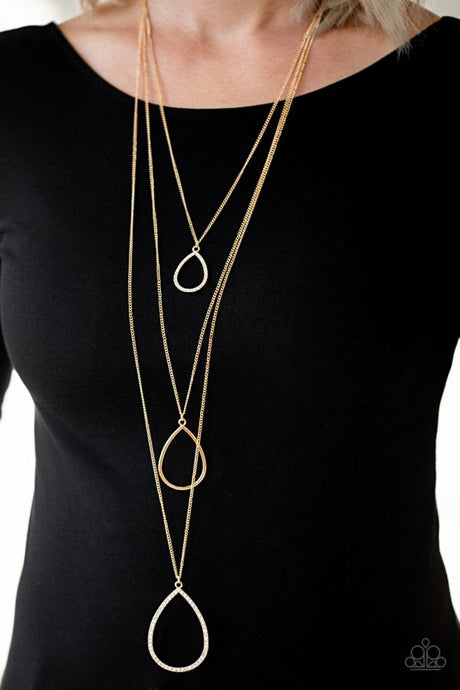 Paparazzi - Make The World Sparkle - Gold Teardrop Layered Necklace - Klassy Jewelz Boutique