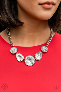 Paparazzi ~ Fiercely 5th Avenue ~ Fashion Fix  Complete Trend Blend ~ White Rhinestone Necklace Set